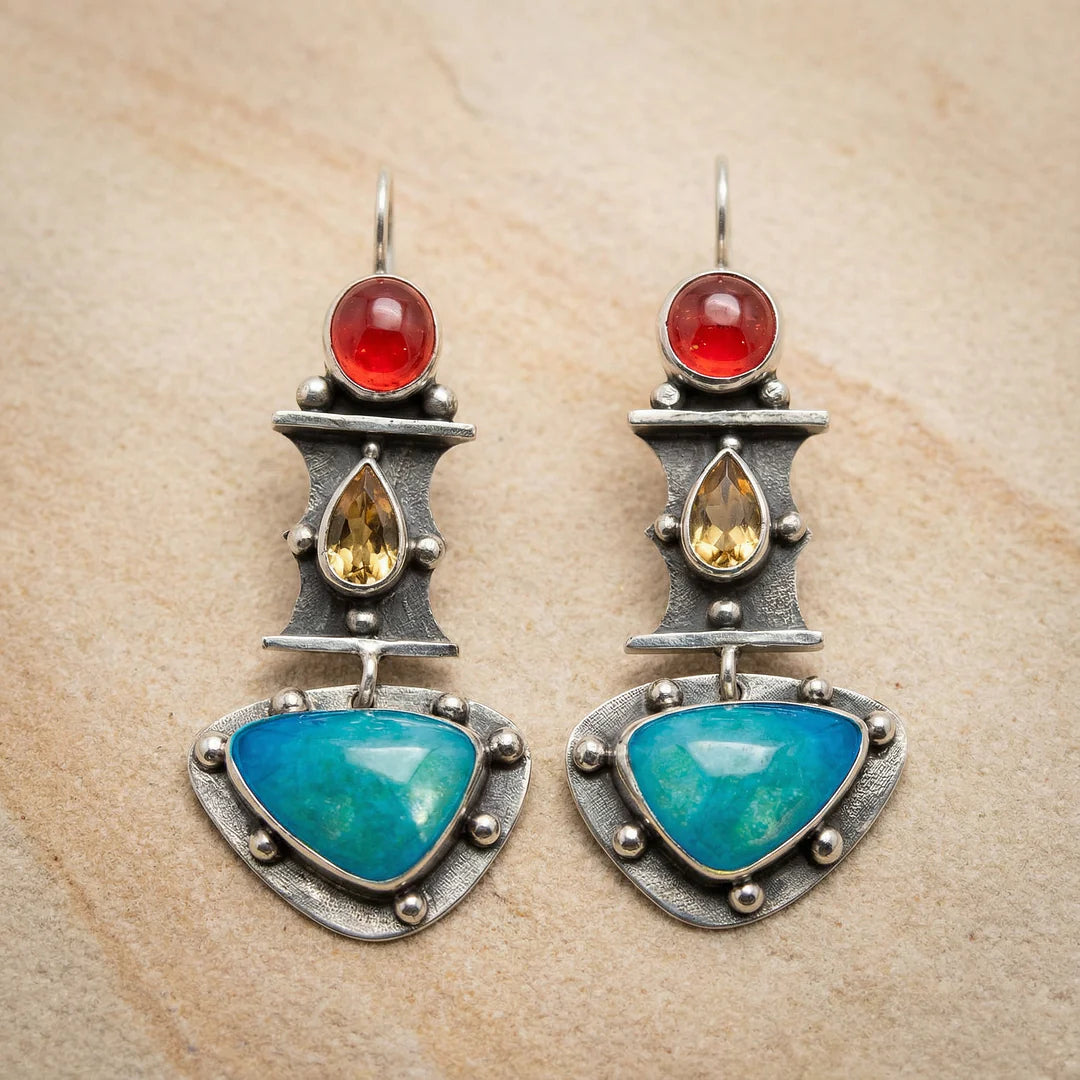 Náušnice Kapky Modrým Zirkonem Tvaru Vintage