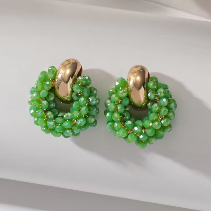 Pár bohémských ručně vyráběných náušnic s korálkami